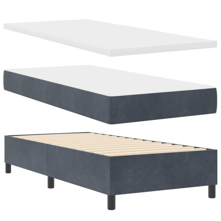 vidaXL Letto Box Spring con Materasso e Panchina Grigio Scuro 100x200 cm Velluto