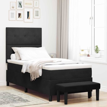 vidaXL Letto Box Spring con Materasso e Panchina Nero 100x200 cm Velluto