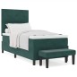 vidaXL Letto con Box Spring con Materasso e Panca Verde Scuro 100x200 cm Velluto vidaXL Letto con Box Spring con Materasso e Panca Verde Scuro 100x200 cm Velluto