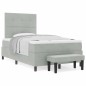 vidaXL Letto a Molle con Materasso e Panchina Grigio Chiaro 120x190 cm in Velluto vidaXL Letto a Molle con Materasso e Panchina Grigio Chiaro 120x190 cm in Velluto