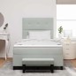 vidaXL Letto a Molle con Materasso e Panchina Grigio Chiaro 120x190 cm in Velluto vidaXL Letto a Molle con Materasso e Panchina Grigio Chiaro 120x190 cm in Velluto