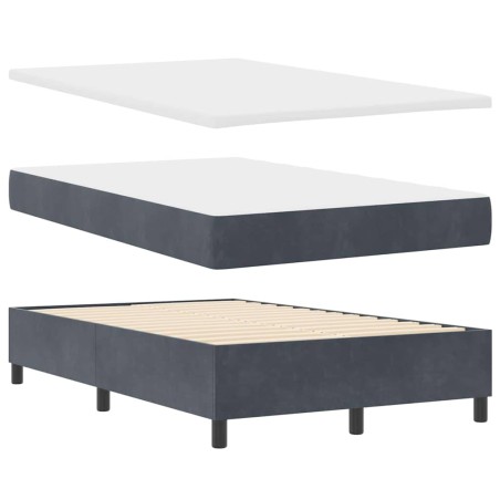 vidaXL Letto con Box Spring con Materasso e Panchina Grigio Scuro 120x190 cm Velluto