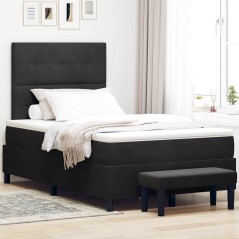 vidaXL Letto a Molle con Materasso & Panca Nera 120x190 cm Velluto