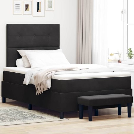 vidaXL Letto a Molle con Materasso & Panca Nera 120x190 cm Velluto