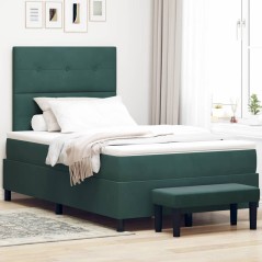 vidaXL Letto Box Spring e Materasso Verde Scuro 120x190 cm Velluto