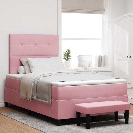 vidaXL Letto con Box Spring con Materasso e Panca Rosa 120x190 cm Velluto