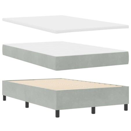 vidaXL Letto Box Spring con Materasso e Panca Grigio Chiaro 120x200 cm in Velluto