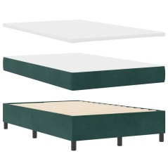 vidaXL Letto a Molle con Materasso & Panchina Verde Scuro 120x200 cm Velluto
