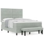 vidaXL Letto Box Spring con Materasso e Panca Grigio Chiaro 140x190 cm Velluto vidaXL Letto Box Spring con Materasso e Panca Grigio Chiaro 140x190 cm Velluto