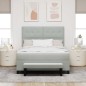 vidaXL Letto Box Spring con Materasso e Panca Grigio Chiaro 140x190 cm Velluto vidaXL Letto Box Spring con Materasso e Panca Grigio Chiaro 140x190 cm Velluto