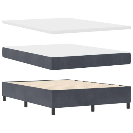 vidaXL Letto Box Spring con Materasso e Panca Grigio Scuro 140x190 cm Velluto