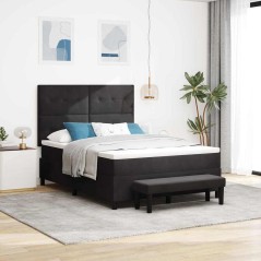 vidaXL Letto a Rete con Materasso & Panchina Nero 140x190 cm Velluto