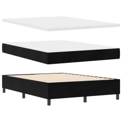 vidaXL Letto a Rete con Materasso & Panchina Nero 140x190 cm Velluto