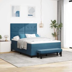 vidaXL Letto sospeso con Materasso & Panchina Blu Scuro 140x190 cm Velluto