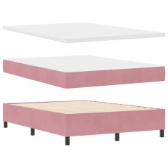 vidaXL Letto a Molle con Materasso e Panchina Rosa 140x190 cm Velluto