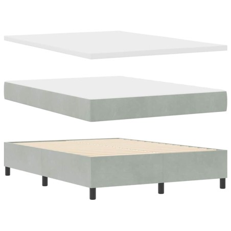 vidaXL Letto Box Spring con Materasso e Panchina Grigio Chiaro 140x200 cm Velluto