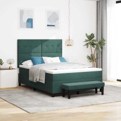 vidaXL Letto a Molle con Materasso & Panchina Verde Scuro 140x200 cm Velluto