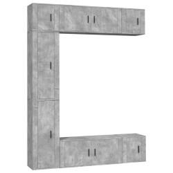 Set di Mobili Porta TV 7 pz Grigio Cemento in Legno Multistrato