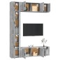 Set di Mobili Porta TV 7 pz Grigio Cemento in Legno Multistrato Set di Mobili Porta TV 7 pz Grigio Cemento in Legno Multistrato