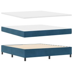 vidaXL Letto con Molle e Materasso & Panchina Blu Scuro 180x200 cm Velluto