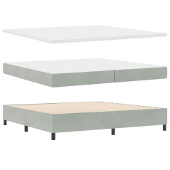 vidaXL Letto con Rete a Molla e Materasso & Panca Grigio Chiaro 200x200 cm Velluto