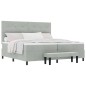 vidaXL Letto con Rete a Molla e Materasso & Panca Grigio Chiaro 200x200 cm Velluto