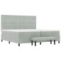 vidaXL Letto con Rete a Molla e Materasso & Panca Grigio Chiaro 200x200 cm Velluto