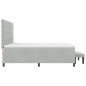 vidaXL Letto con Rete a Molla e Materasso & Panca Grigio Chiaro 200x200 cm Velluto