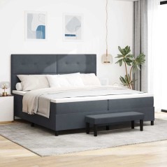 vidaXL Letto con Rete a Molle con Materasso & Panca Grigio Scuro 200x200 cm Velluto