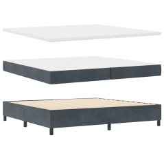 vidaXL Letto con Rete a Molle con Materasso & Panca Grigio Scuro 200x200 cm Velluto
