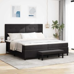 vidaXL Letto con Box Spring e Materasso & Panca Nera 200x200 cm in Velluto