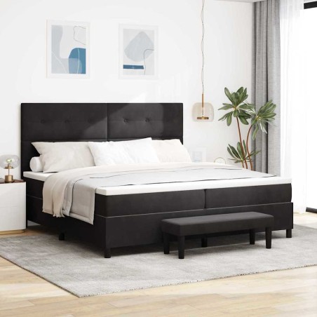 vidaXL Letto con Box Spring e Materasso & Panca Nera 200x200 cm in Velluto