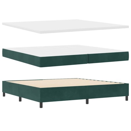 vidaXL Letto Box Spring con Materasso e Panca Verde Scuro 200x200 cm Velluto