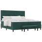 vidaXL Letto Box Spring con Materasso e Panca Verde Scuro 200x200 cm Velluto