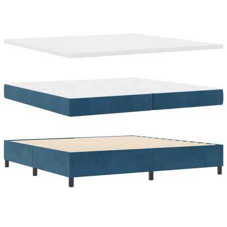 vidaXL Letto con Box Spring con Materasso & Panca Blu Scuro 200x200 cm Velluto