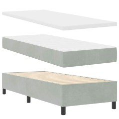 vidaXL Letto a Box Spring con Materasso & Panchina Grigio Chiaro 80x200 cm Velluto