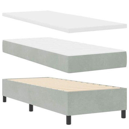 vidaXL Letto a Box Spring con Materasso & Panchina Grigio Chiaro 80x200 cm Velluto