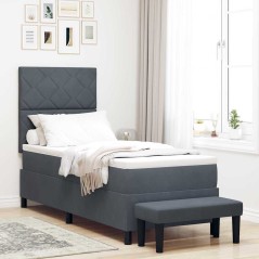 vidaXL Letto con Rete a Molle con Materasso & Panchina Grigio Scuro 80x200 cm Velluto