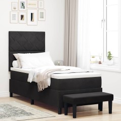 vidaXL Letto con Box Spring con Materasso e Panca Nero 80x200 cm Velluto