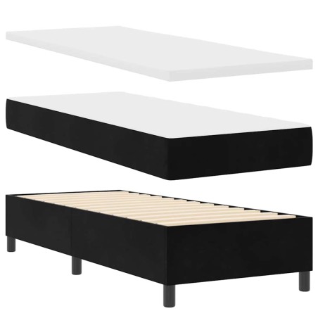 vidaXL Letto con Box Spring con Materasso e Panca Nero 80x200 cm Velluto