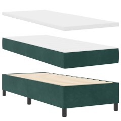 vidaXL Letto con rete a molle con materasso e panca verde scuro 80x200 cm velluto