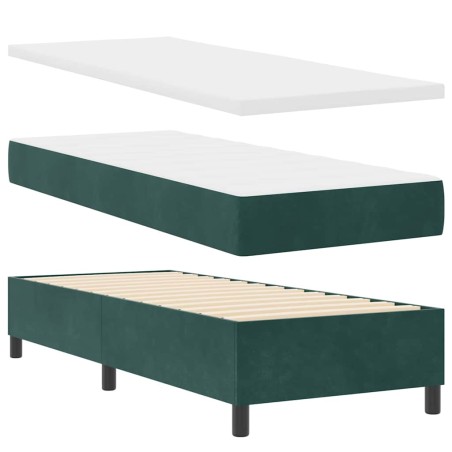 vidaXL Letto con rete a molle con materasso e panca verde scuro 80x200 cm velluto