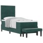 vidaXL Letto con rete a molle con materasso e panca verde scuro 80x200 cm velluto