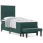 vidaXL Letto con rete a molle con materasso e panca verde scuro 80x200 cm velluto