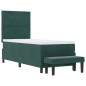 vidaXL Letto con rete a molle con materasso e panca verde scuro 80x200 cm velluto