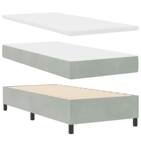 vidaXL Letto Box Spring con Materasso e Panchina Grigio Chiaro 90x190 cm in Velluto