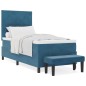 vidaXL Letto a molle con materasso e panchina blu scuro 90x190 cm velluto