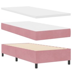 vidaXL Letto a molle rosa con materasso e panchina 90x190 cm in velluto