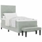 vidaXL Letto con Box Spring e Materasso & Panca Grigio Chiaro 90x200 cm Velluto