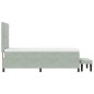 vidaXL Letto con Box Spring e Materasso & Panca Grigio Chiaro 90x200 cm Velluto